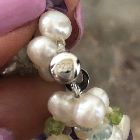 Ross Simons Pearl Amethyst Peridot 5 Strand Choker - Picture 5 of 7